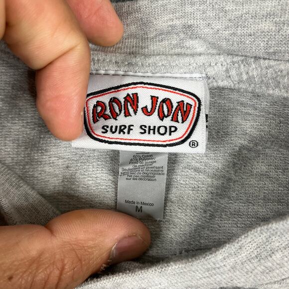 Ron Jon Sweatshirt Mens M Gray Crewneck Surf Shop Lightweight Casual Beach - Picture 3 of 8